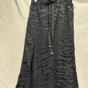 Zadig & Voltaire Black Maxi Camo Skirt With Lace Detailed Slit